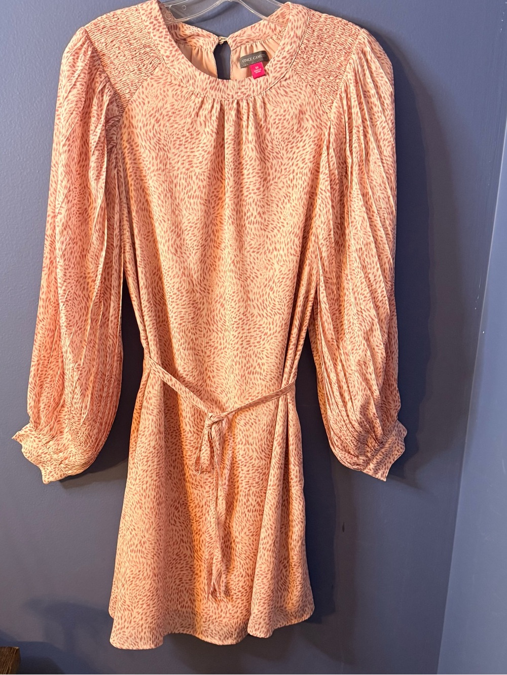 Vince Camuto Dress NWT Size XS Printed Long-Sleeve Belted Dress